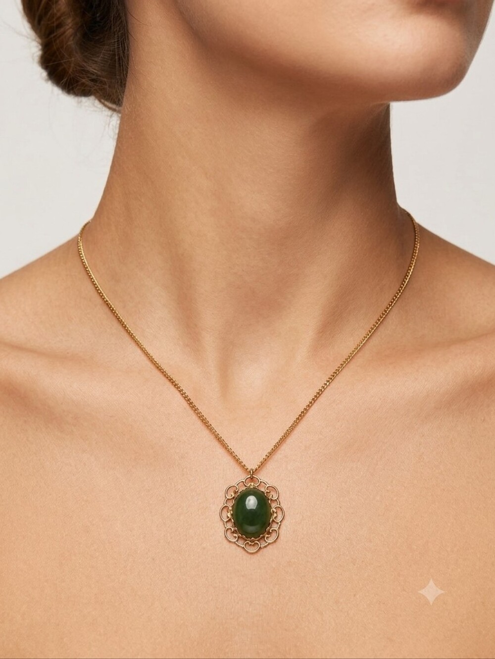 Genuine Oval Jade Cabochon Necklace